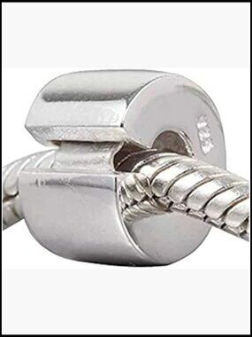 Sterling Silver Lock Bead Charm Spacer for Charm Bracelets Clip Stopper Jewelry